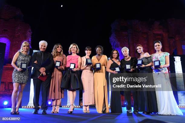 Michele Placido, Ambra Angiolini, Violante Placido, Cristiana Capotondi, Maria Nazionale, Ottavia Piccolo and Federica Vincenti attend Nastri...