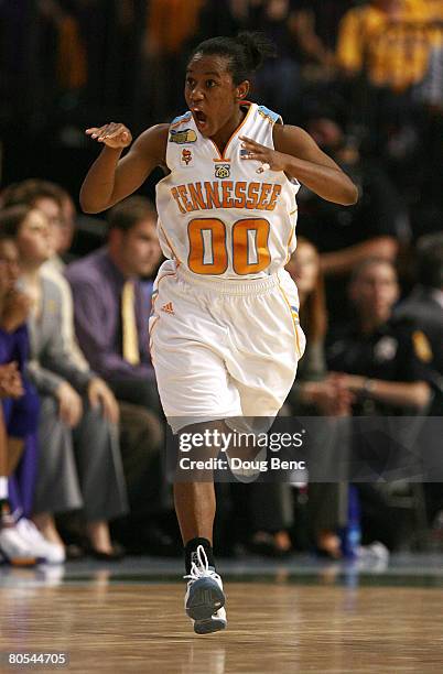 Shannon Bobbitt of the Tennessee Lady Volunteers reacts against the LSU Lady Tigers during their National Semifinal Game of the 2008 NCAA Women's...