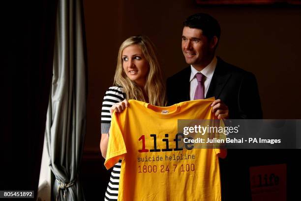 Twice Masters winner, Irish Golfer Padraig Harrington, with Therese Richelle Smith, helping to launch '1Life' the new 24 hour national suicide...