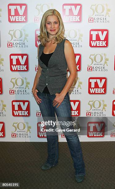 Actress Gillian Alexy of TV Show "McLeods Daughters" poses during the nominations for the 50th Annual Logie Awards at Luna Park on April 7, 2008 in...