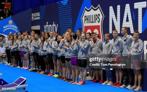 Swimmers who qualified for the World Championship Team are announced during the 2017 Phillips 66 National Championships & World Championship Trials...