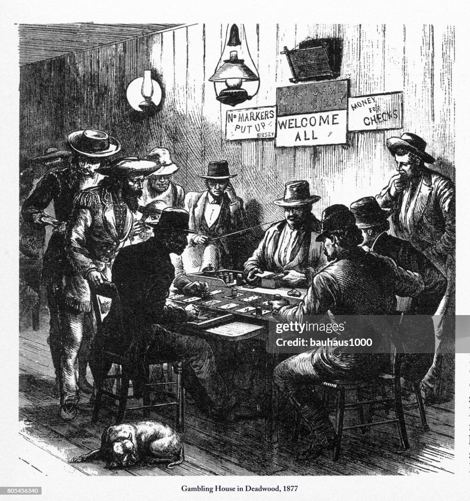 Gambling House in Deadwood, Dakota Territory Engraving, 1877