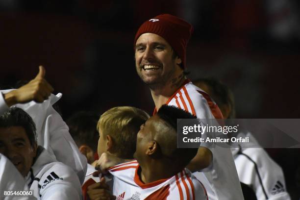 Fernando Cavenaghi smiles during the Fernando Cavenaghi's farewell match at Monumental Stadium on July 01, 2017 in Buenos Aires, Argentina.