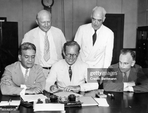 The Stock Exchange Control Commission in their first meeting here today , at which Joseph P. Kennedy, of New York, was named chairman of the body....