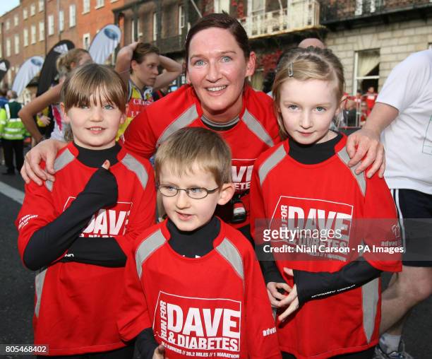 Ruth Kelly and her Children Ruth Gene and Alice who ran the Dublin city marathon in honour of their father Dave Kelly who was killed in a car crash...
