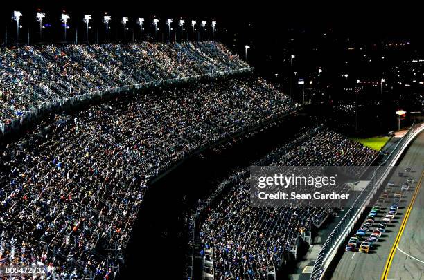 General view as cars race during the Monster Energy NASCAR Cup Series 59th Annual Coke Zero 400 Powered By Coca-Cola at Daytona International...