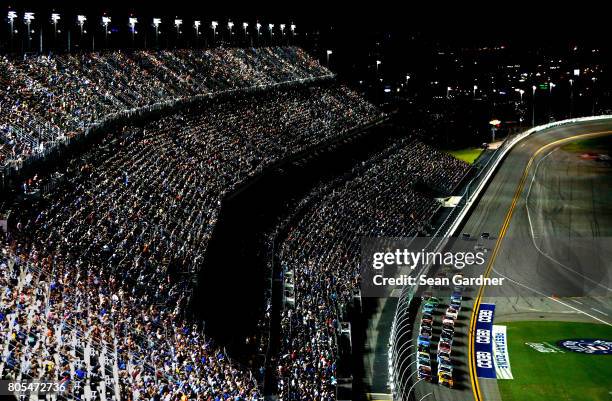 General view as cars race during the Monster Energy NASCAR Cup Series 59th Annual Coke Zero 400 Powered By Coca-Cola at Daytona International...