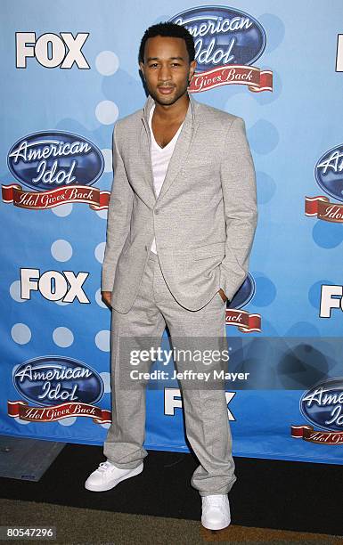 Musician John Legend arrives at the taping of Idol Gives Back held at the Kodak Theatre on April 6, 2008 in Hollywood, California.