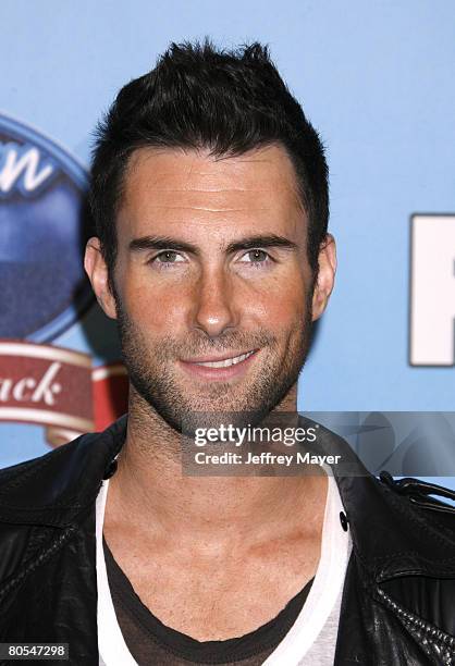 Musician Adam Levine of Maroon 5 arrives at the taping of Idol Gives Back held at the Kodak Theatre on April 6, 2008 in Hollywood, California.