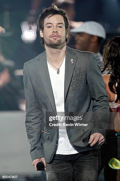 American Idol contestant David Cook performs during the taping of Idol Gives Back held at the Kodak Theatre on April 6, 2008 in Hollywood,...