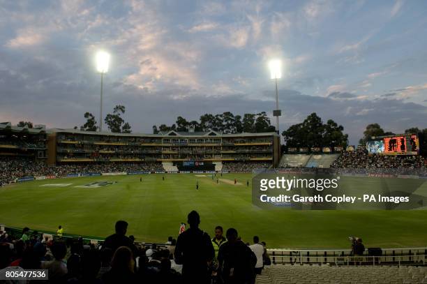 General view of New Zealand playing Pakistan during the ICC Champions Semi Final match at the New Wanderers Stadium, Johannesburg.