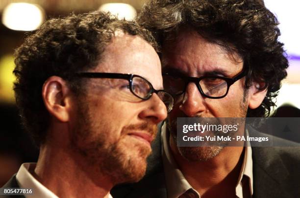 Directors Joel and Ethan Coen arrive for the London Film Festival screening of their film A Serious Man, at the Vue West End in Leicester Square,...