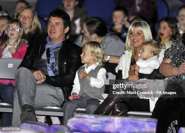 Shane Richie, wife Christie and children Mackenzie and Lolita-Belle at the VIP launch of 'Disney On Ice presents Princess Wishes', at the O2 arena in...