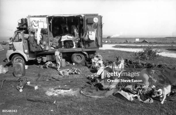 New Age travellers in Gloucestershire, circa 1987.