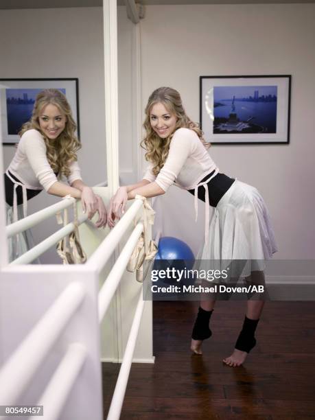 Actress Andrea Bowen poses at a portrait session at her Los Angeles, California home. Make-Up: Miriam Vulnick/Exclusive Artists; Hair: Steve...