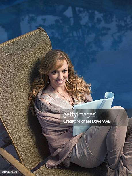 Actress Andrea Bowen poses at a portrait session at her Los Angeles, California home. Make-Up: Miriam Vulnick/Exclusive Artists; Hair: Steve...