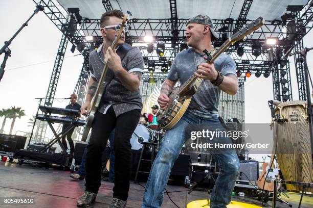 Touring members of the Jerrod Niemann band perform at the 3rd Annual ShipKicker Country Music Festival at The Queen Mary on July 1, 2017 in Long...