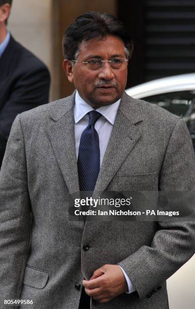 Former Pakistan President Pervez Musharraf leaves London's Dorchester Hotel