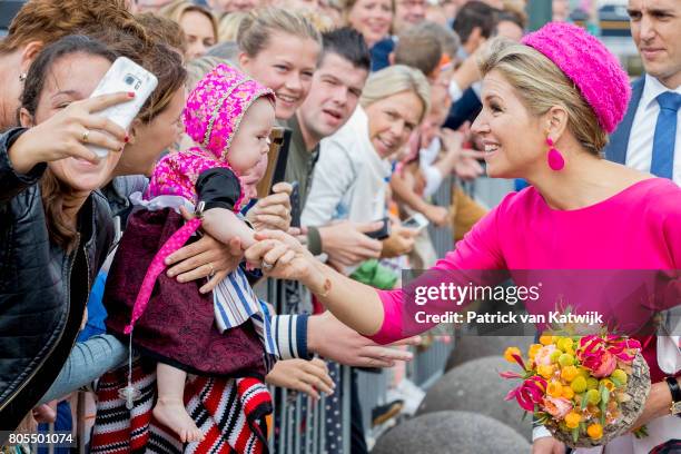 King Willem-Alexander of The Netherlands and Queen Maxima of The Netherlands visit the harbor and center of Urk on June 29, 2017 in Urk, Netherlands.