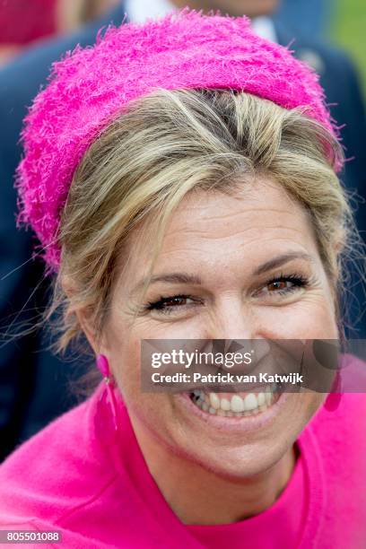 Queen Maxima of The Netherlands walks through the neighborhood on June 29, 2017 in Nagele, Netherlands.