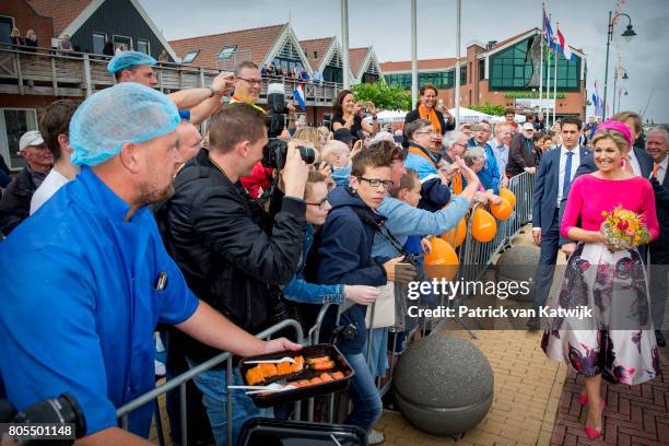 King Willem-Alexander of The Netherlands and Queen Maxima of The Netherlands visit the harbor and center of Urk on June 29, 2017 in Urk, Netherlands.