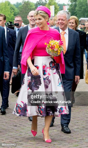 Queen Maxima of The Netherlands walks through the neighborhood on June 29, 2017 in Nagele, Netherlands.