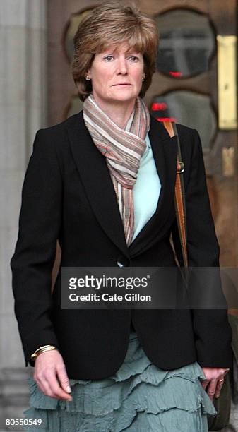 Lady Sarah McCorquodale, Princess Diana's sister, leaves the High Court without making a comment to the press on April 7, 2008 in London, England....