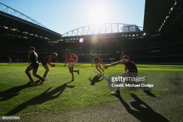 General view is seen during the round 15 AFL match between the Essendon Bombers and the Brisbane Lions at Etihad Stadium on July 2, 2017 in...