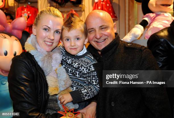 Chef Aldo Zilli, his wife Nikki and son Rocco, who joined patients from Great Ormond Street Hospital at the Disney store in Oxford Street, London,...