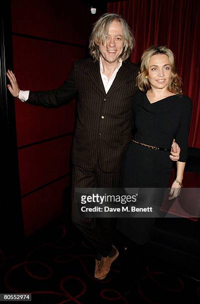 Bob Geldof and Jeanne Marine attend the Harpers Bazaar dinner for George Clooney hosted by editor Lucy Yeomans, at L'Atelier de Joel Robuchon on...