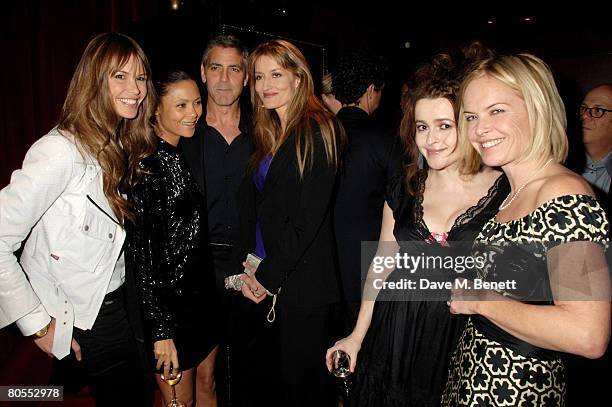 Elle Macpherson, Thandie Newton, George Clooney, Natasha McElhone, Helena Bonham Carter and Mariella Frostrup attend the Harpers Bazaar dinner for...