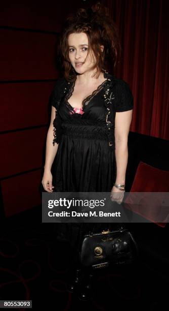 Actress Helena Bonham Carter attends the Harpers Bazaar dinner for George Clooney hosted by editor Lucy Yeomans, at L'Atelier de Joel Robuchon on...