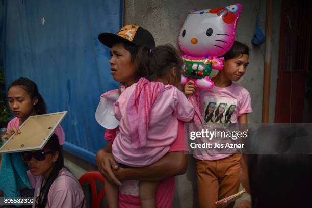Family and friends attend the funeral of Nercy Galicio on April 30, 2017 in Navotas, Philippines. Nercy was reportedly abducted by unidentified men...