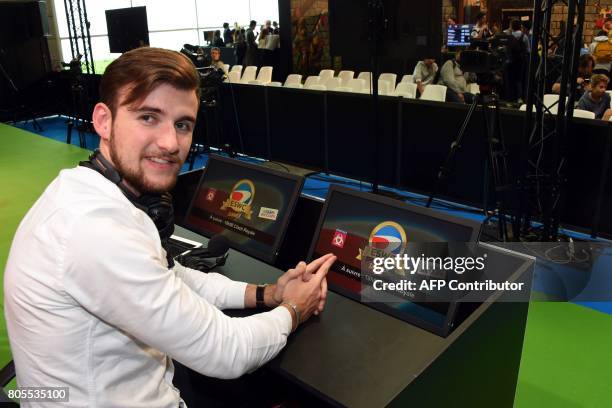 French Youtubeur Theo Caster aka Trapa Clash poses as he takes part in the eSports World Convention Summer edition, on July 2 at the Palais des...
