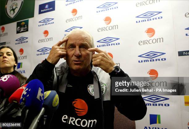 Republic of Ireland's manager Giovanni Trapattoni during a Press Conference at Gannon Park, Malahide, Ireland.
