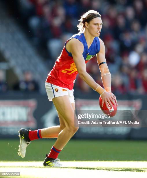 Eric Hipwood of the Lions in action during the 2017 AFL round 15 match between the Essendon Bombers and the Brisbane Lions at Etihad Stadium on July...