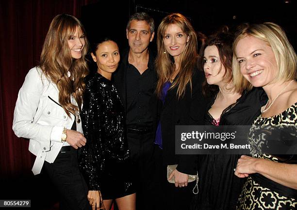 Elle Macpherson, Thandie Newton, George Clooney, Natasha McElhone, Helena Bonham Carter and Mariella Frostrup attend the Harpers Bazaar dinner for...