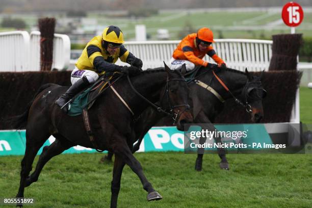 Petitfour ridden by Paddy Brennan clears the last fence and beats Toby Jug ridden by Aidan Coleman to win the The Ultima Frontrunner In IT Solutions...