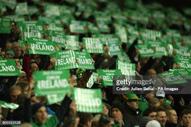 Ireland fans show their support in the stands