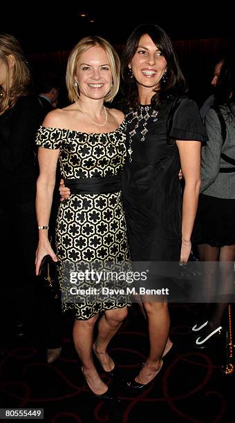 Television presenter Mariella Frostrup and actress Gina Bellman attend the Harpers Bazaar dinner for George Clooney hosted by editor Lucy Yeomans, at...