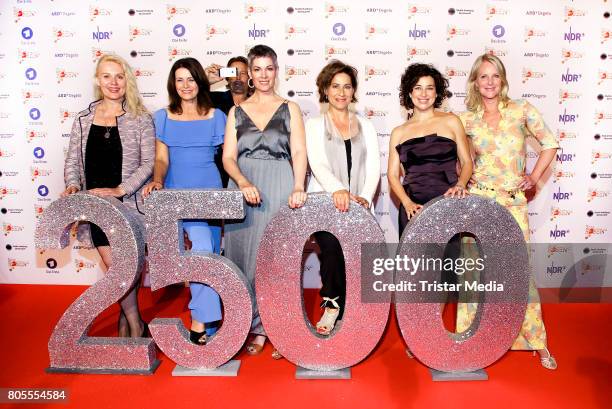 Maike Bollow, Patricia Schaefer, Cheryl Shepard, Mona Klare, Isabel Varell and Anne Moll attend the 'Rote Rosen' TV Show Gala To Celebrates 2500...