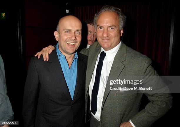 Sculptor Marc Quinn and Charles Finch attend the Harpers Bazaar dinner for George Clooney hosted by editor Lucy Yeomans, at L'Atelier de Joel...