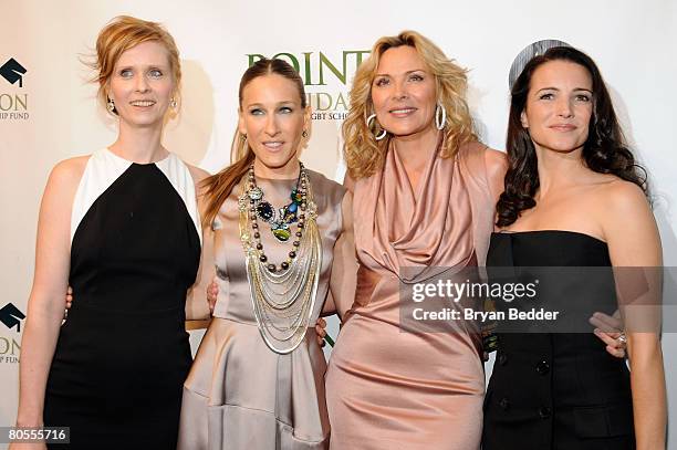 Actors Cynthia Nixon, Sarah Jessica Parker, Kim Cattrall and Kristin Davis arrive at the Point Foundation hosts Point Honors... The Arts at Capitale...