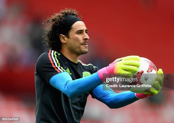 Guillermo Ochoa of Mexico warms up prior to the FIFA Confederations Cup Russia 2017 Play-Off for Third Place between Portugal and Mexico at Spartak...