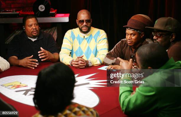 Participants, including radio personalities Doctor Dre, Ed Lover, and MTV News correspondent Sway Calloway, and hip hop pioneer Fab 5 Freddy attend...