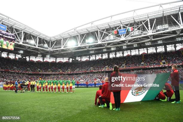 General view inside the stadium as the two teams line up prior to the FIFA Confederations Cup Russia 2017 Play-Off for Third Place between Portugal...