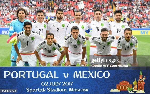 Mexico's goalkeeper Guillermo Ochoa, Mexico's defender Luis Reyes, Mexico's defender Nestor Araujo, Mexico's defender Hector Moreno, Mexico's...