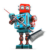 Robot cleaner with mop. Isolated. Contains clipping path