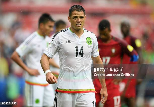 Javier Hernandez of Mexico looks on during the FIFA Confederations Cup Russia 2017 Play-Off for Third Place between Portugal and Mexico at Spartak...