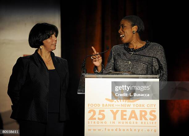 President and CEO of Food Bank For New York City Lucy Cabrera and Board Chair of Food Bank For New York City Carla Harris on stage during the Food...